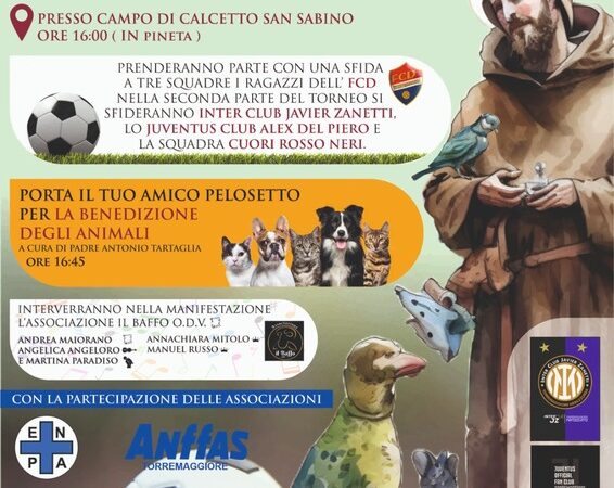 Torrremaggiore: I° Torneo San Francesco d’Assisi il 6 ottobre 2024 presso il Campo di Calcetto dello Stadio San Sabino