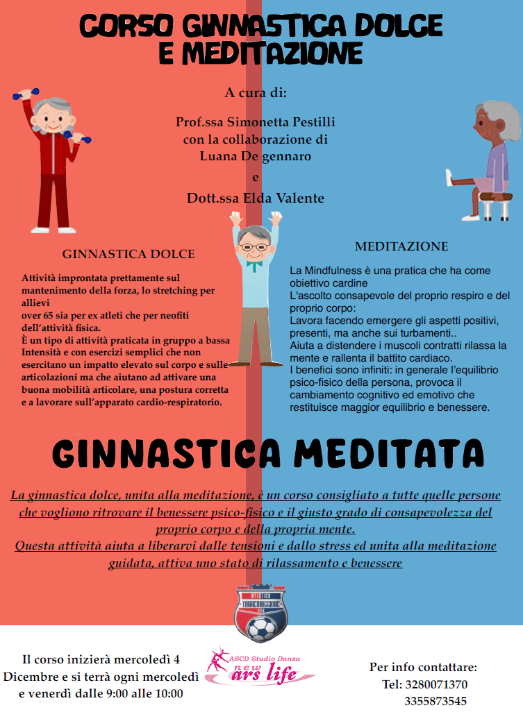 Al via dal 4 dicembre 2024 il corso di ginnastica dolce e meditazione a cura dell’Atletico Torremaggiore e dello Studio Danza New Ars Life
