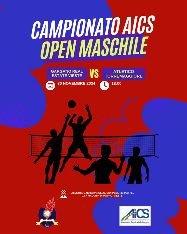 Campionato AICS Open Maschile: Gargano Real Estate Vieste vs Atletico Torremaggiore Volley il 30 novembre 2024 a Vieste