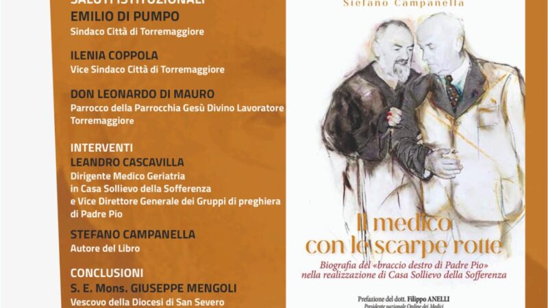 Presentazione a Torremaggiore l’11 dicembre 2024 al Castello Ducale De Sangro del primo libro storico su Gugliemo Sanguinetti e Casa Sollievo della Sofferenza