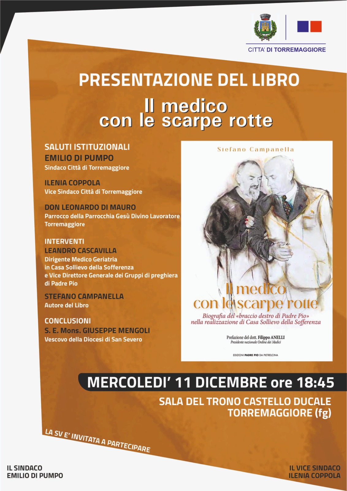 Presentazione a Torremaggiore l’11 dicembre 2024 al Castello Ducale De Sangro del primo libro storico su Gugliemo Sanguinetti e Casa Sollievo della Sofferenza