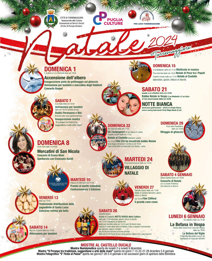 Torremaggiore: programmazione ufficiale festeggiamenti natalizi fino al 6 gennaio 2025