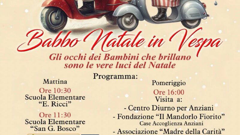 BABBO NATALE IN VESPA NONA EDIZIONE A TORREMAGGIORE IL 21 DICEMBRE 2024