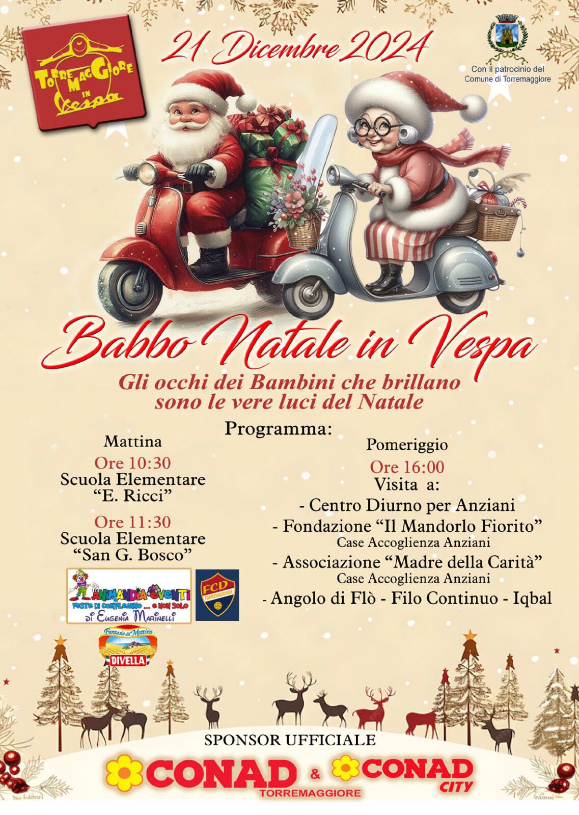 BABBO NATALE IN VESPA NONA EDIZIONE A TORREMAGGIORE IL 21 DICEMBRE 2024
