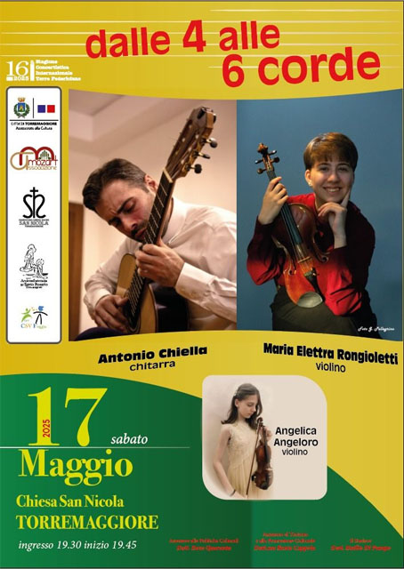 Dalle 4 alle 6 corde: evento musicale organizzato dall’Associazione Mozart presso la Chiesa Matrice di San Nicola sabato 17 maggio 2025 a partire dalle ore 19.30