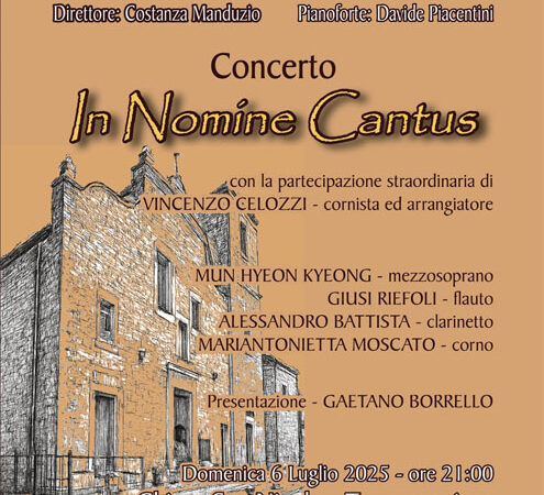 Concerto Musicale In Nomine Cantus domenica 6 luglio 2025 a partire dalle ore 21 presso la Chiesa Matrice di San Nicola di Torremaggiore