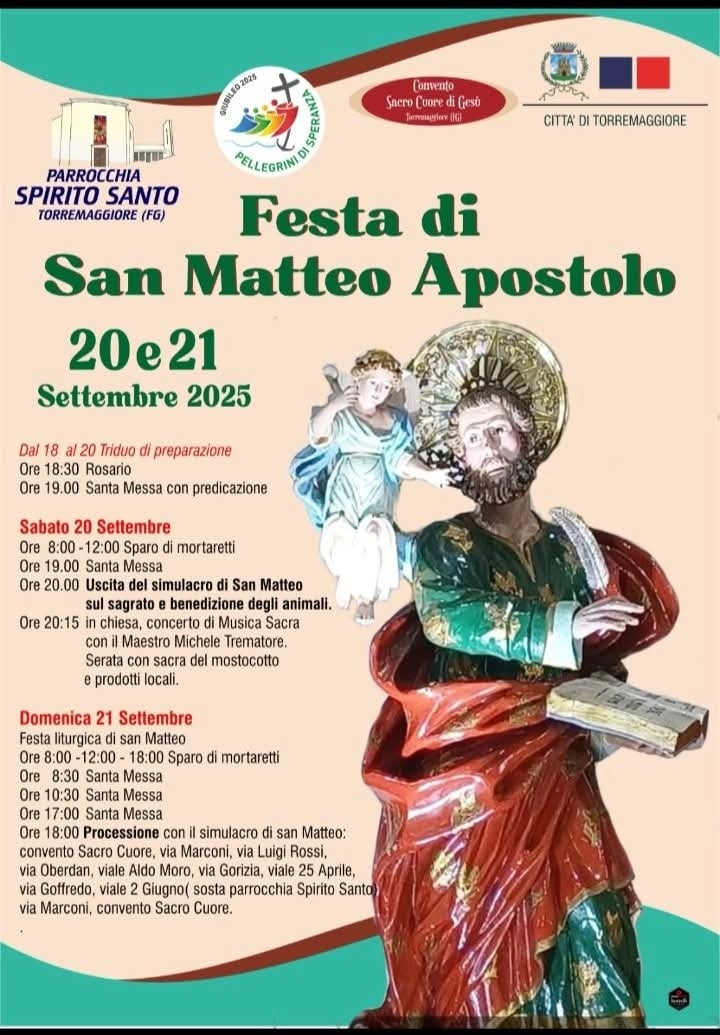 Torremaggiore: programma Festa San Matteo dal 18 al 21 settembre 2025