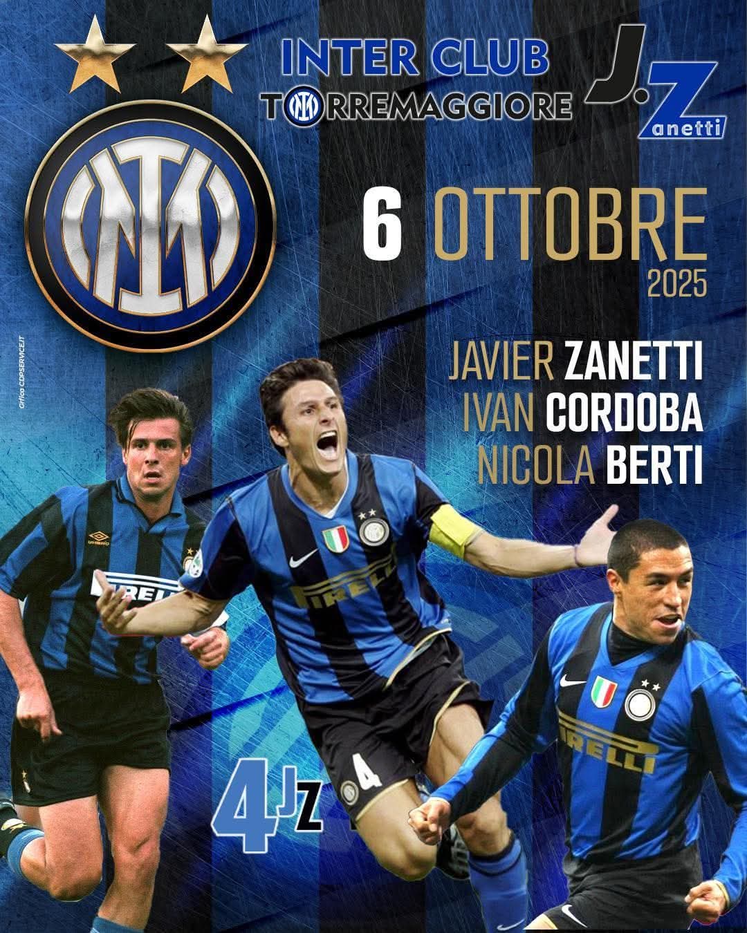 Inter Club Torremaggiore: il 6 ottobre 2025 giornata con i campioni nerazzurri Zanetti, Cordoba e Berti