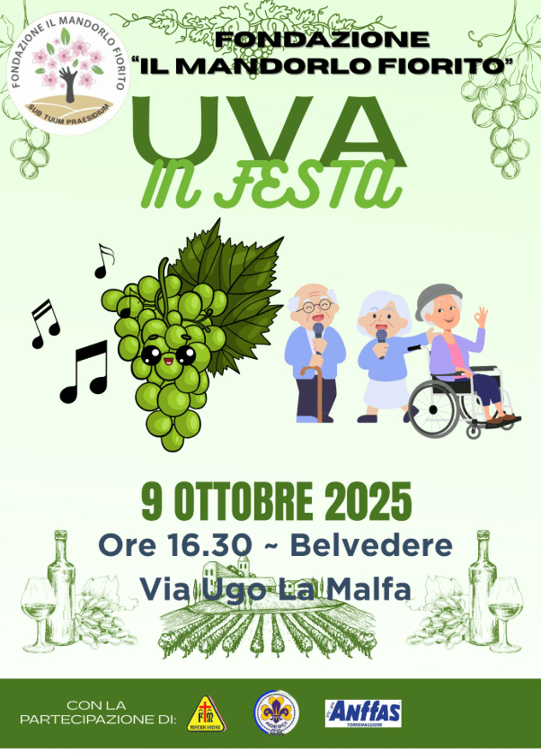 Uva in Festa giovedì 9 ottobre 2025 alle 16.30 al belvedere di Via Ugo La Malfa di Torremaggiore