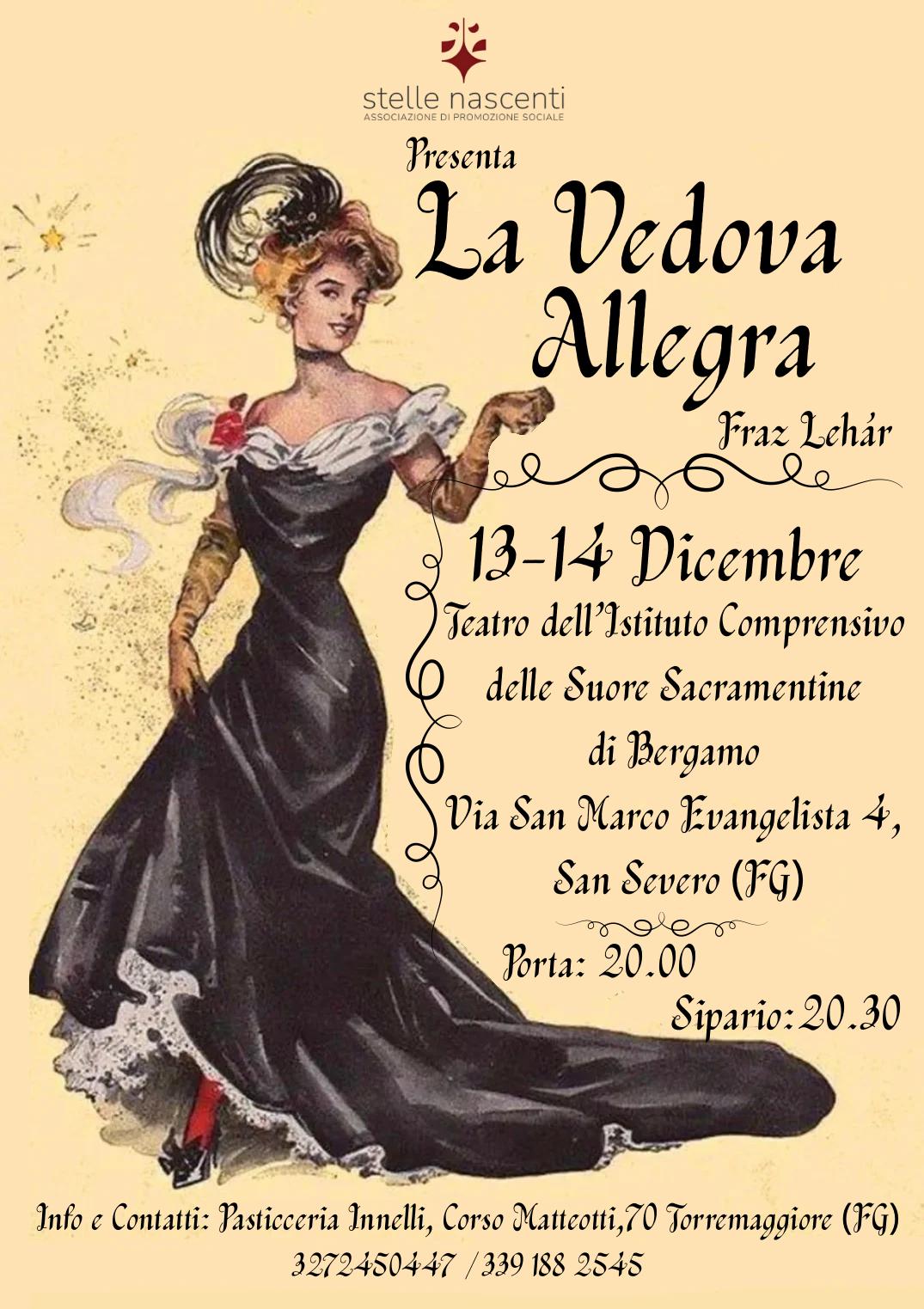 La Vedova Allegra realizzata dall’APS Stelle Nascenti andrà in scena il 13 e 14 dicembre 2025 presso il Teatro delle Suore Sacramentine di San Severo