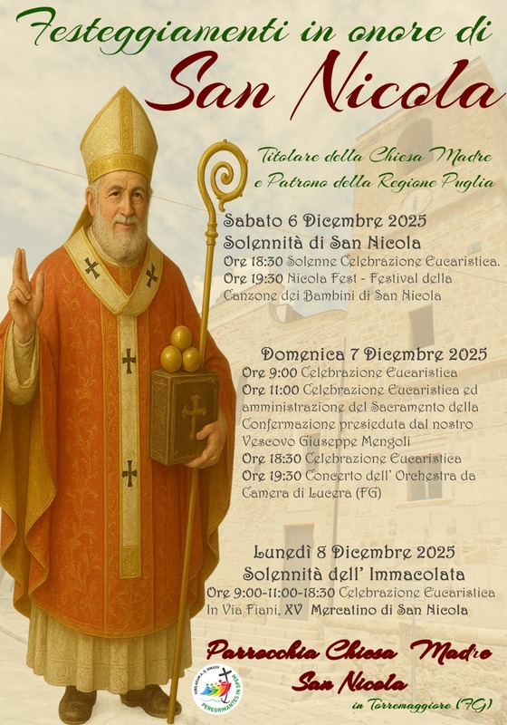 Torremaggiore: programma Festa San Nicola dal 6 all’8 dicembre 2025