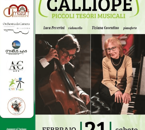 XVII stagione concertistica Terre Federiciane organizzata dall’Associazione Mozart: appuntamento il 21 febbraio 2026 con il concerto del Duo Calliope al Castello Ducale De Sangro a partire dalle ore 18.30
