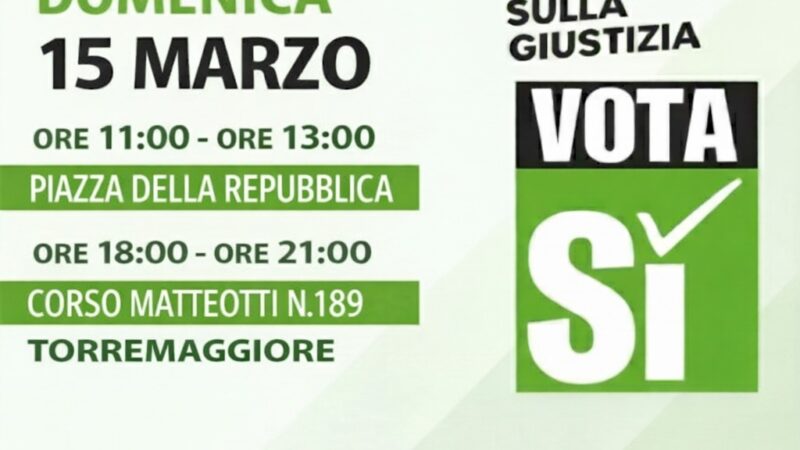 Un comitato spontaneo per il Si al referendum a Torremaggiore aperto a tutte le forze politiche  associazioni e cittadini ha testimoniato Domenica 15 marzo 2026 l’importanza di votare SI