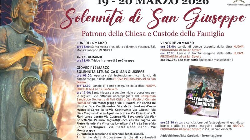 Torremaggiore: programma Festa di San Giuseppe 19 marzo 2026