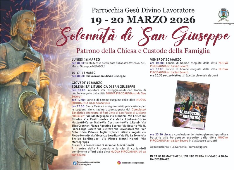 Torremaggiore: programma Festa di San Giuseppe 19 marzo 2026