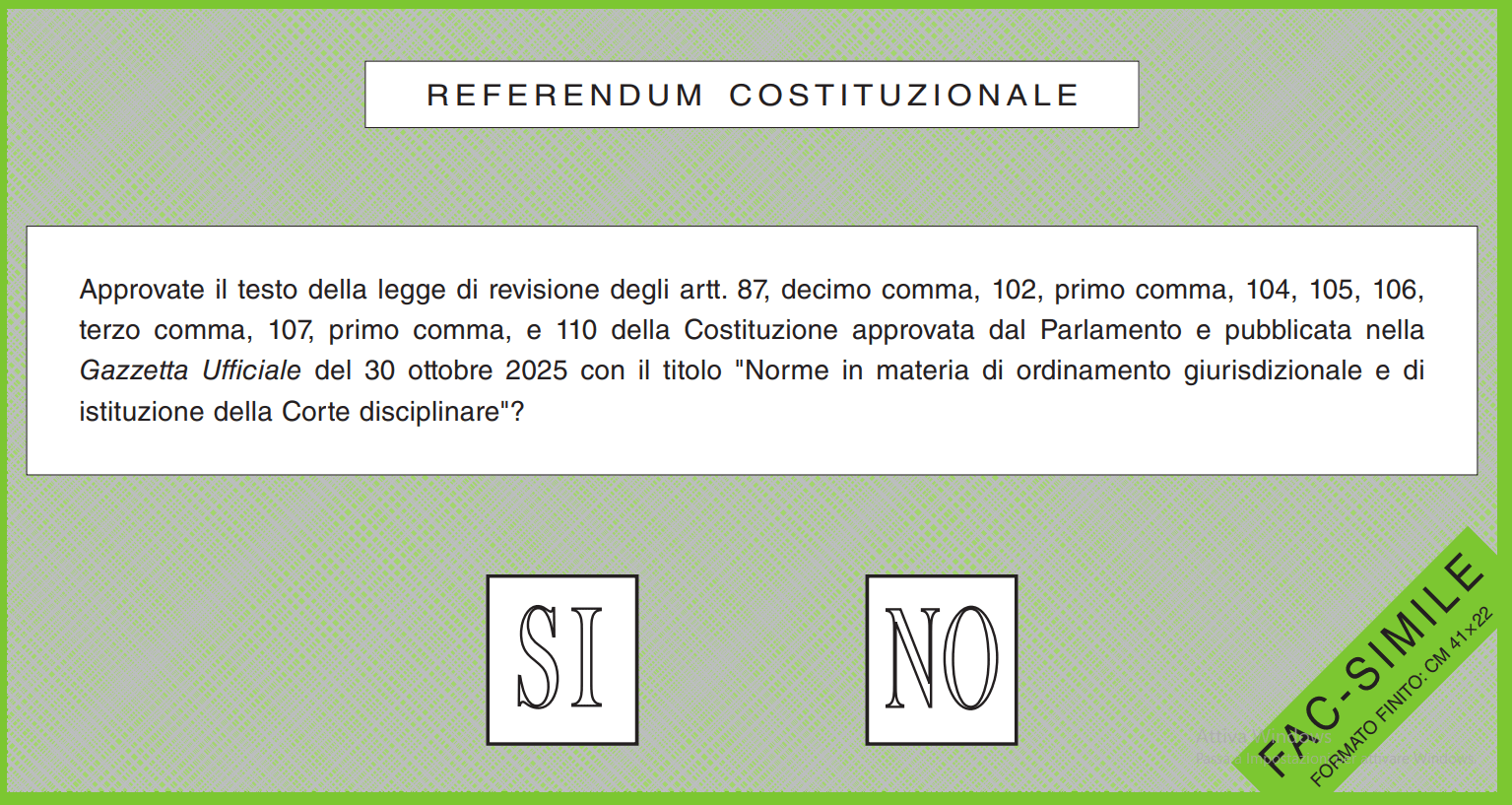 Referendum Costituzionale sulla Giustizia : urne aperte domenica 22 marzo 2026 dalle 7 alle 23 e lunedì 23 marzo dalle 7 alle 15