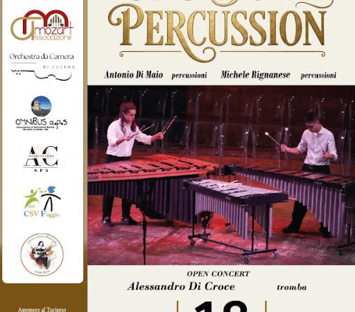 Sabato 18 aprile 2026 alle ore 19 presso la Sala delle Udienze del Castello Ducale De Sangro di Torremaggiore si terrà il Concerto con il Duo Up & Down Percussion organizzato dall’Associazione Culturale Musicale Mozart
