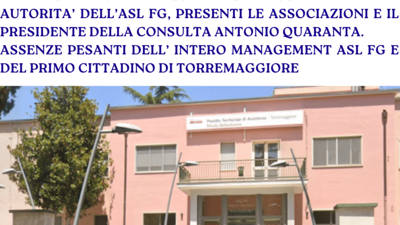 Riunione Consulta Sanità del 25 giugno 2026 a Torremaggiore a Palazzo di Città: assente il sindaco Di Pumpo e tutto il management dell’ASL Fg, le criticità restano sul tavolo e vengono nuovamente inviate alla Regione Puglia in attesa di riscontro!