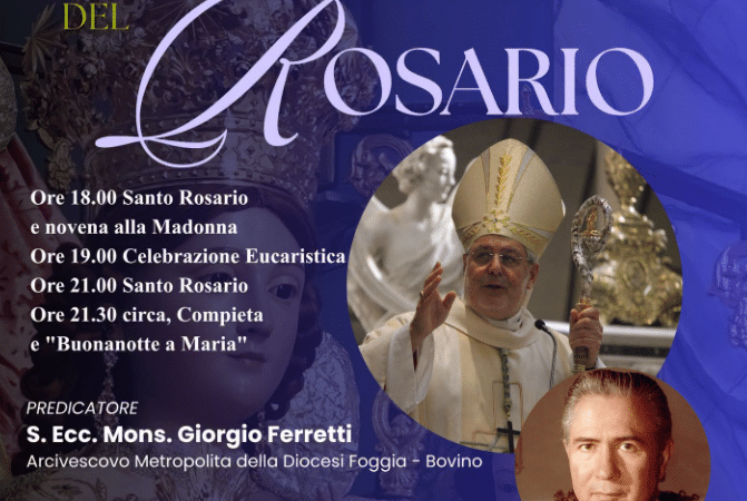 Lunedi 28 settembre 2026 alle ore 19 presso la Chiesa Matrice di San Nicola Santa Messa presieduta dall’Arcivescovo Metropolita Foggia Bovino Mons Giorgio Ferretti per ricordare il Servo di Dio Prof Nicola Bellantuono