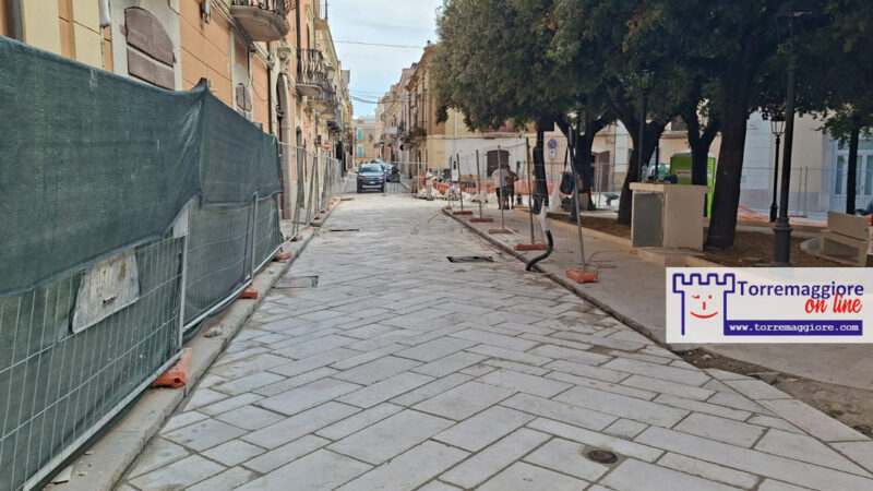 Torremaggiore: foto dello stato attuale dei lavori su Piazza Antonio Gramsci all’11 settembre 2026