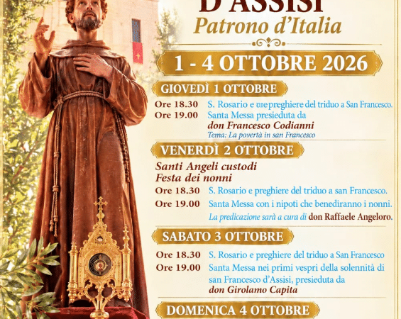 Torremaggiore: programma Festa di San Francesco d’Assisi dal 1 al 4 ottobre 2026 presso la Chiesa del Convento Sacro Cuore nel quartiere San Matteo